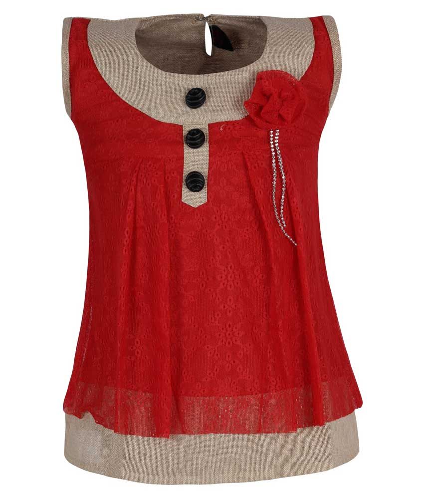 Jazzup Red Cotton Top For Girls - Buy Jazzup Red Cotton Top For Girls Online at Low Price - Snapdeal