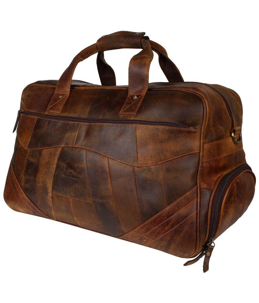 Rustic Town Brown Leather Duffle Bag - Buy Rustic Town Brown Leather Duffle Bag Online at Low ...