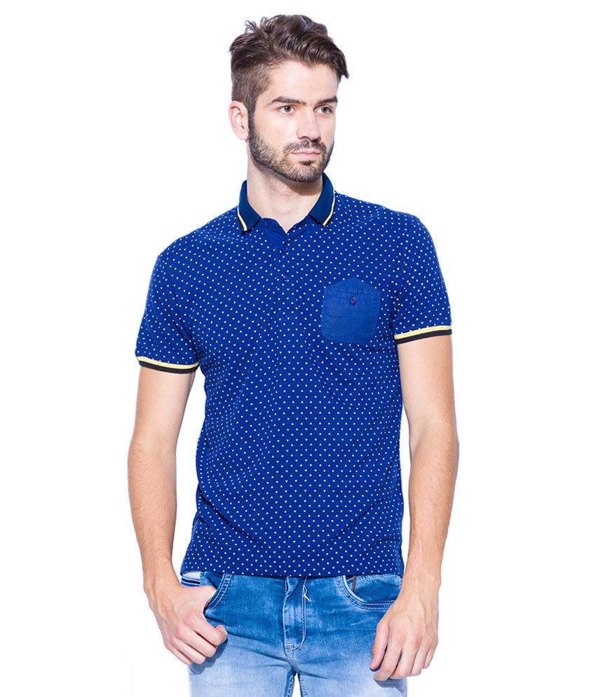 blue polo neck t shirt
