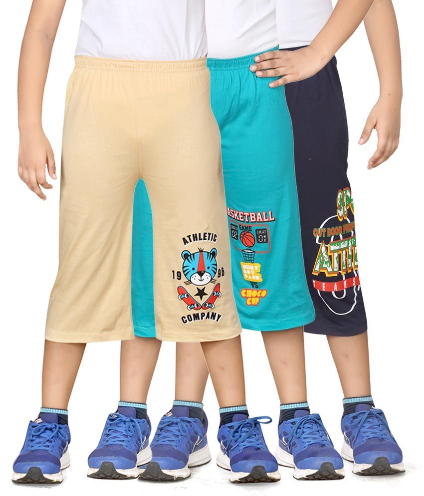     			Dongli Pack of 3 Cotton Shorts For Boys ( Multicolor )