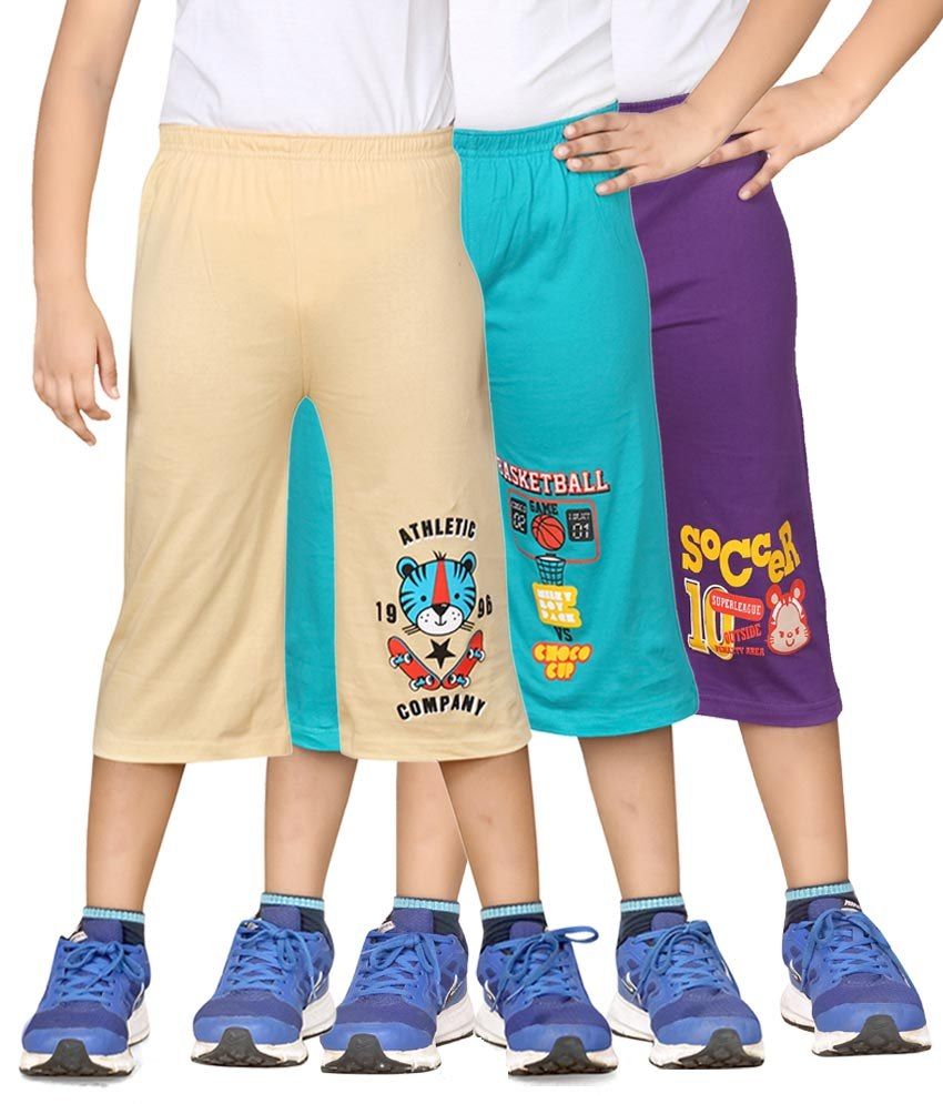     			Dongli Pack of 3 Cotton Shorts For Boys ( Multicolor )