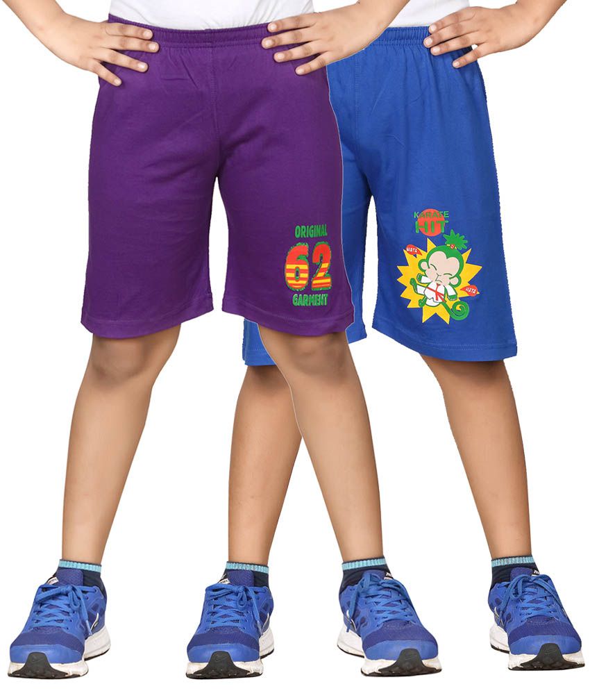     			Dongli Purple & Blue Shorts For Boys Set Of 2