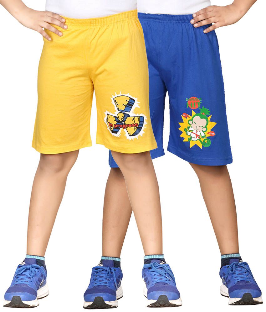    			Dongli Yellow & Blue Shorts For Boys Set Of 2