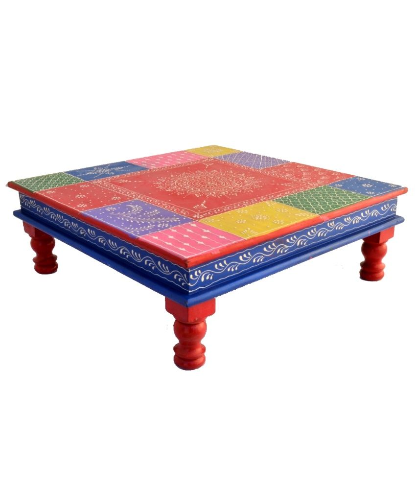 Jodhpur Handicrafts Multicolour Wooden Puja Chowki Buy Jodhpur
