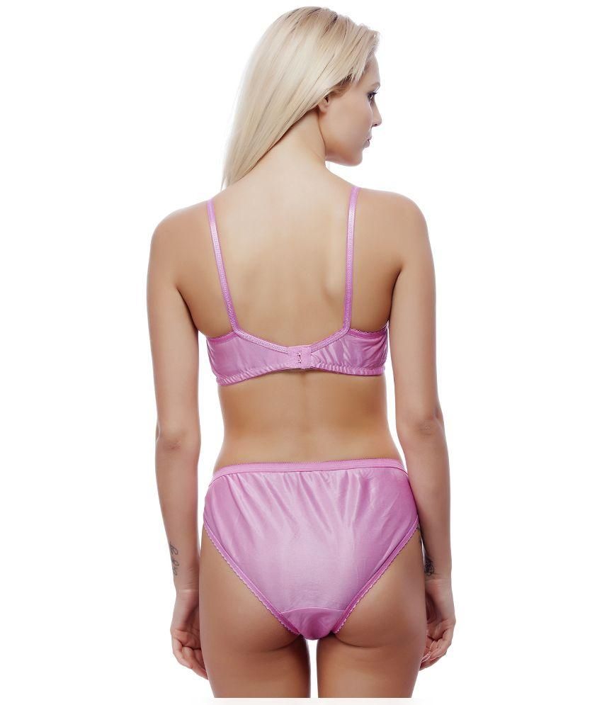 pink satin bra and panty sets