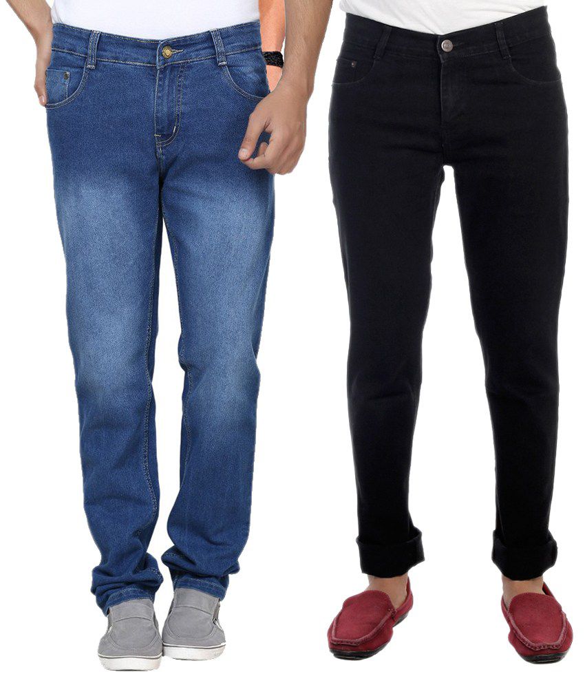 Ave Blue And Black Regular Fit Men-jeans - Buy Ave Blue And Black ...