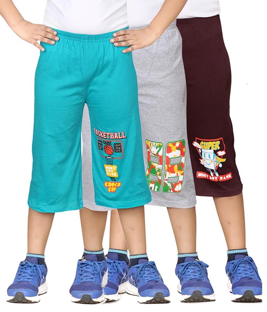     			Dongli Pack of 3 Cotton Three-Fourth For Boys ( Multi Color )