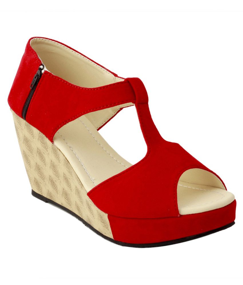 Tipcat Red Wedges Heels Price in India- Buy Tipcat Red Wedges Heels ...