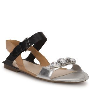 clarks silver flat sandals