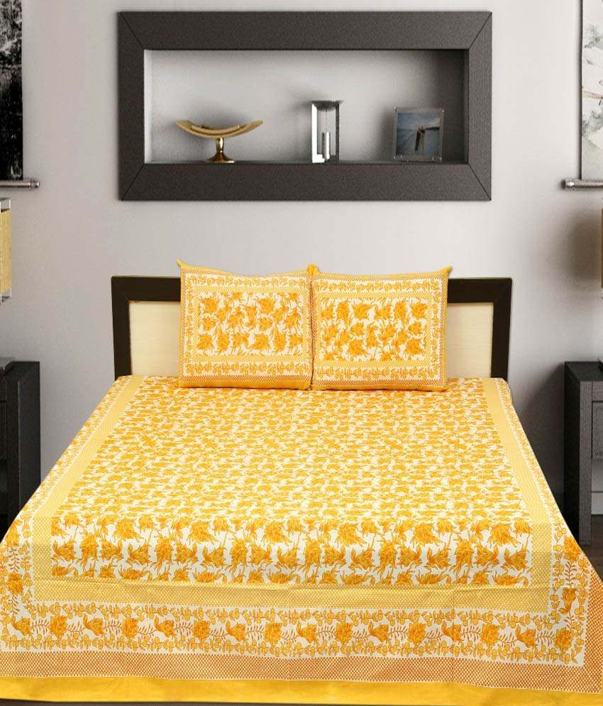 Bedsheetsleepwell Multicolor Cotton Double Bedsheet With 2 Pillow
