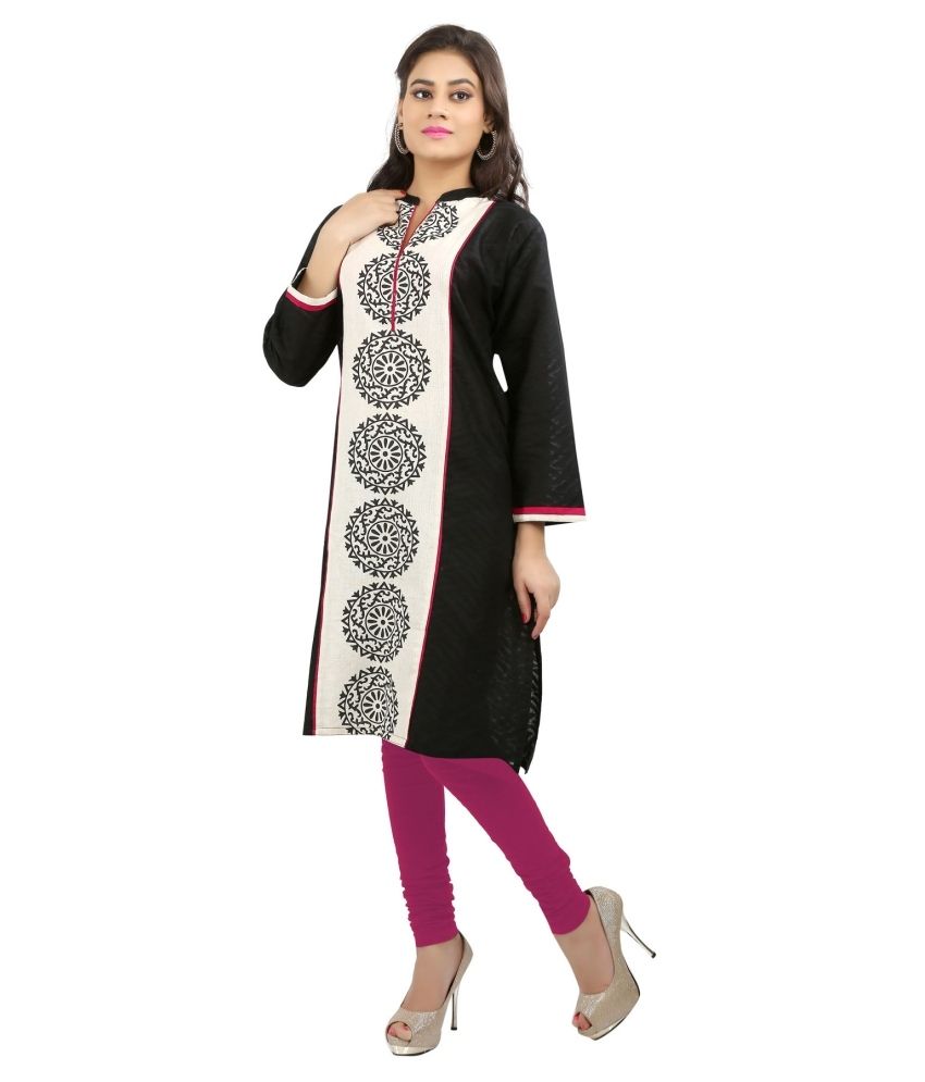 SK Cotton Kurtis Black Straight Cotton Kurti - Buy SK Cotton Kurtis Black Straight Cotton Kurti 