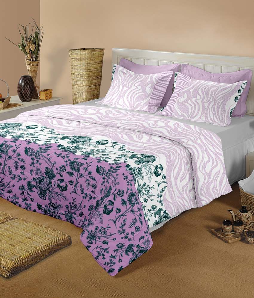 Raymond Purple Cotton Double Bedsheet With Two Pillow Covers Buy