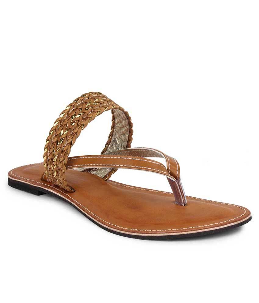 tan flat slip on sandals
