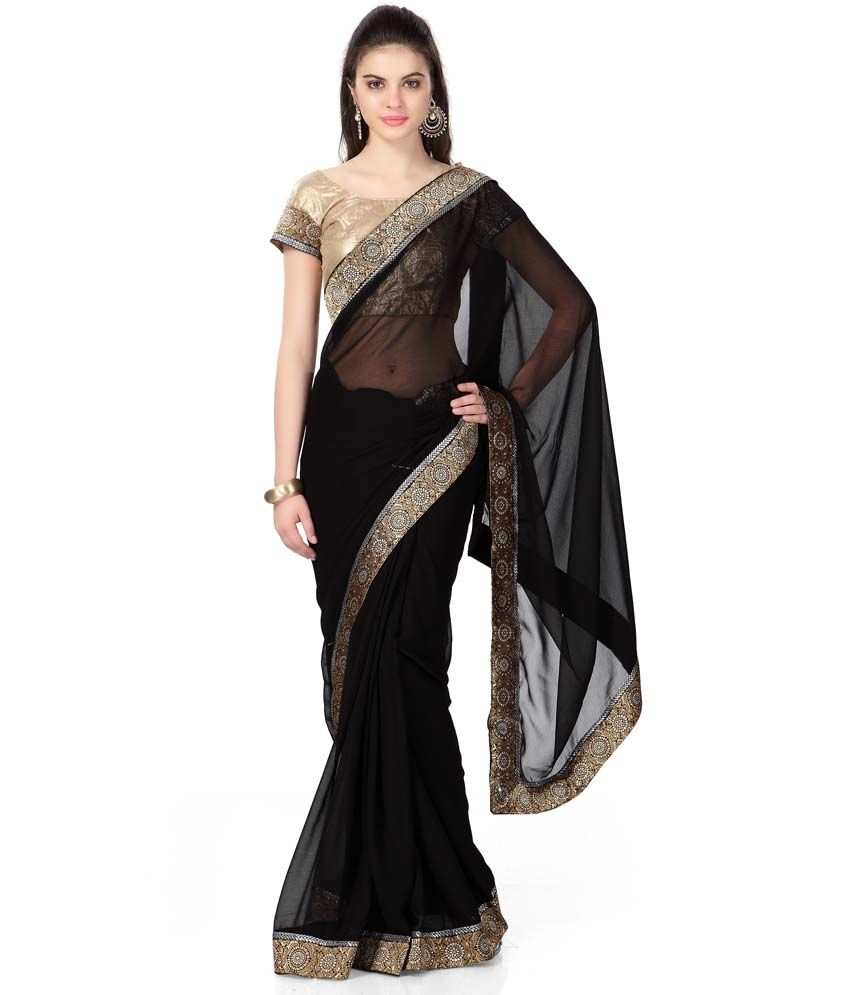 Poonam Saree Black Chiffon Saree - Buy Poonam Saree Black Chiffon Saree ...