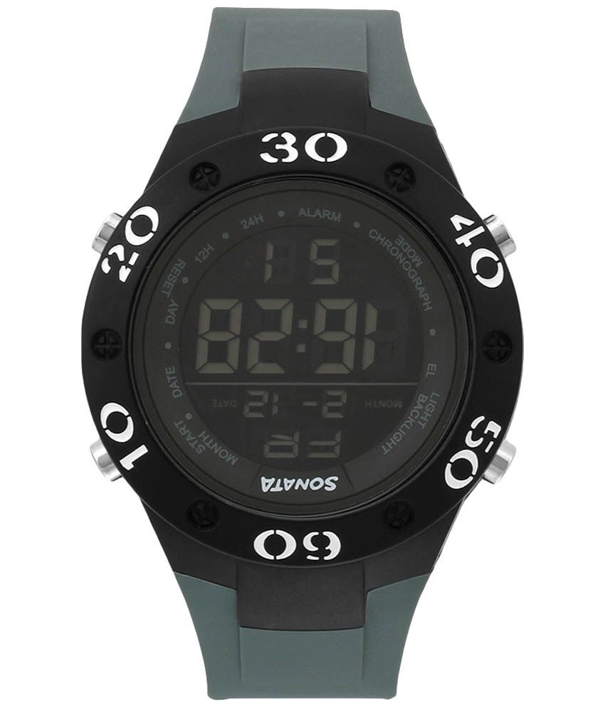 sonata grey dial digital watch