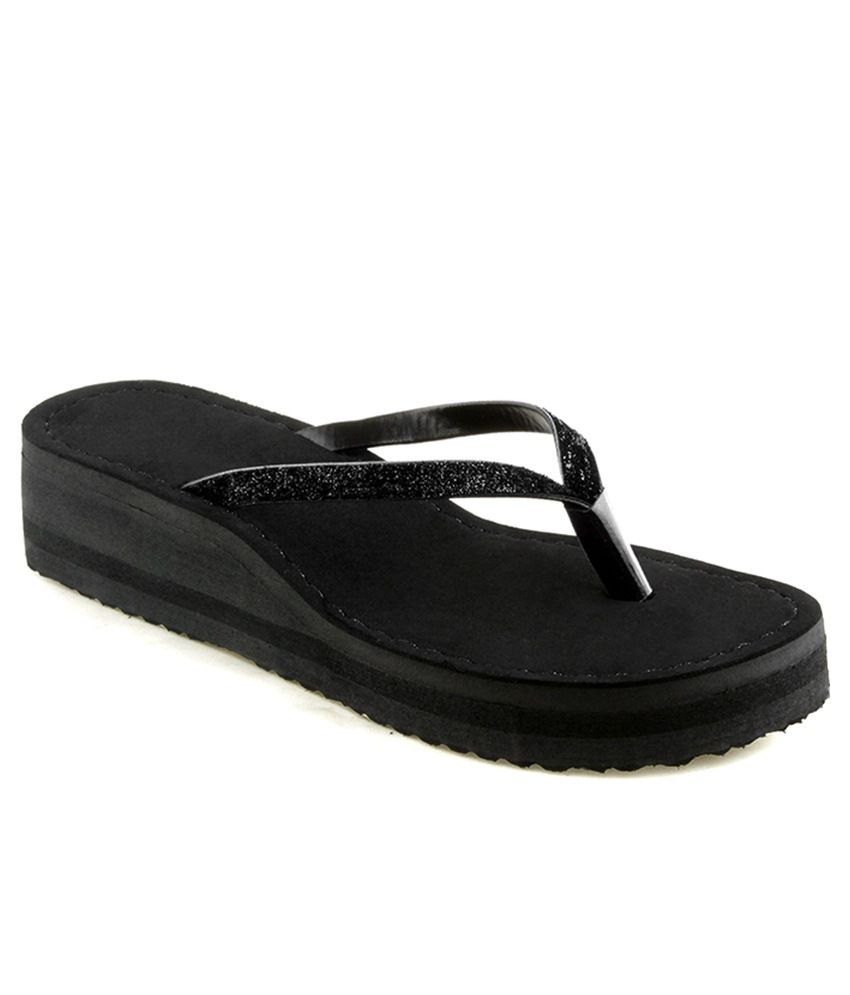     			Shoe Lab Black Slippers & Flip Flops
