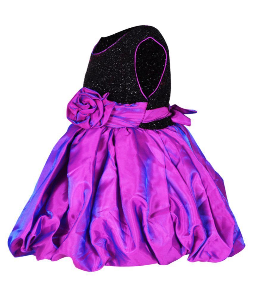 Lil Orchids Purple & Black Frock For Girls - Buy Lil Orchids Purple ...