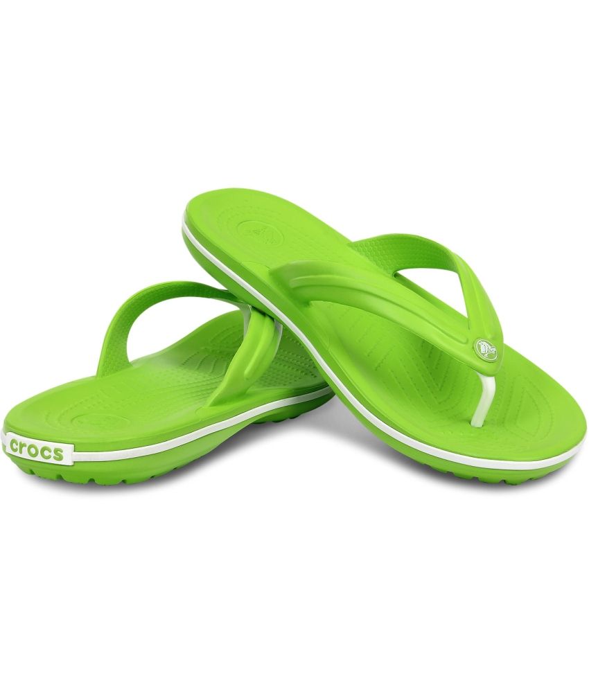 green croc flip flops