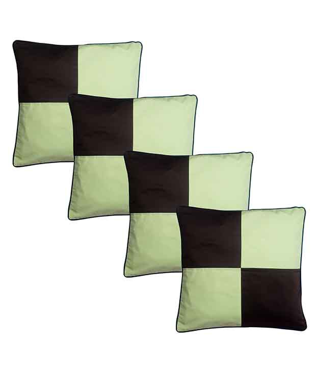     			Hugs'n'Rugs Brown Cotton Cushion Covers - Set Of 4