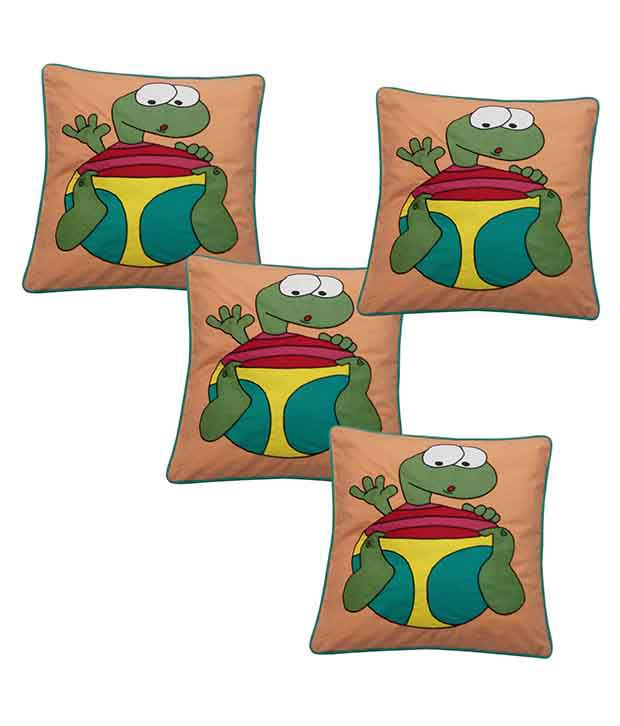     			Hugs'n'Rugs Orange Cotton Cushion Covers - Set Of 4