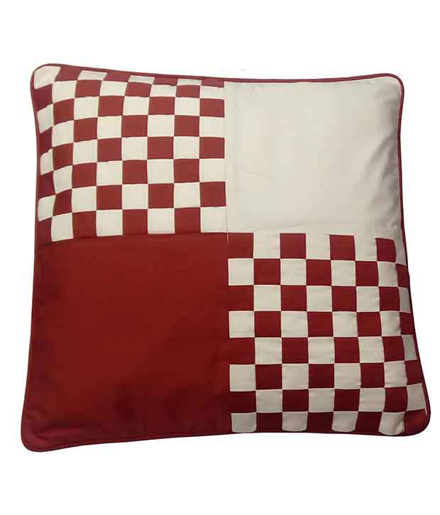     			HUGS N RUGS Set of 1 Cotton Abstract Printed Square Cushion Cover (40X40)cm - Red