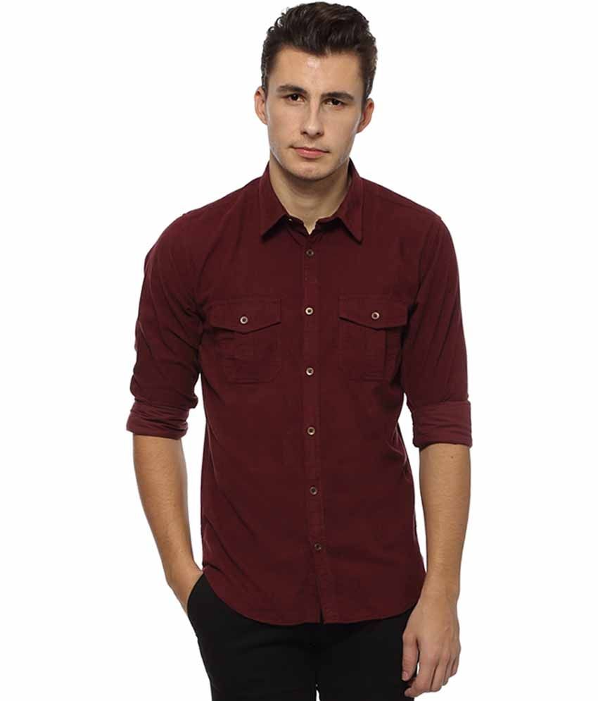 Maroon Casuals Slim Fit Shirts Single 