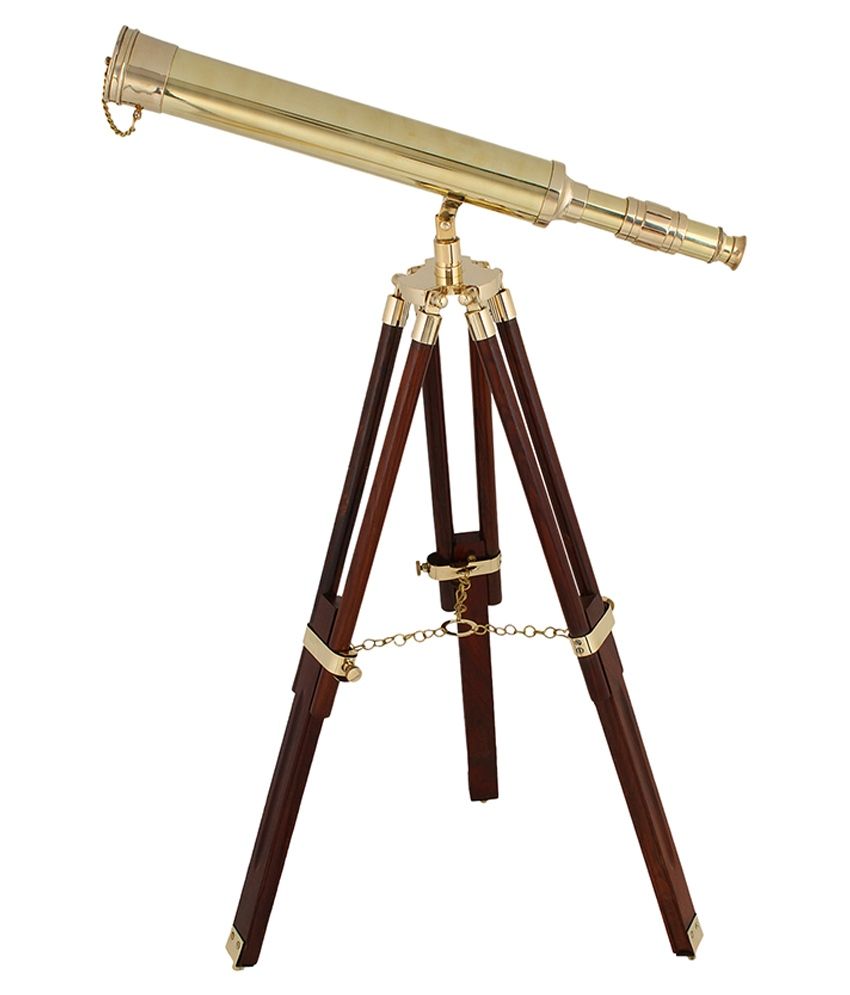 Artshai 16 Inch Brass Telescope With Wooden Tripod Stand Artshai 16 Inch Brass Telescope With Wooden Tripod Stand