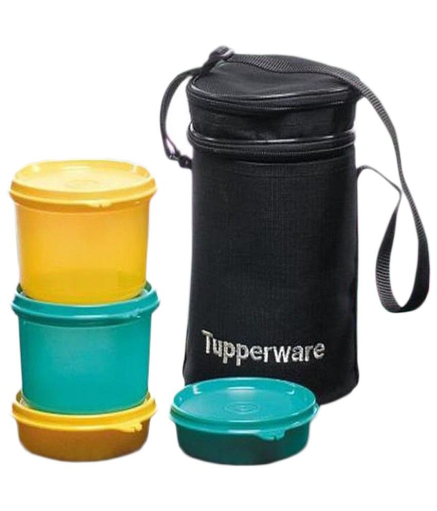     			Tupperware Executive Plastic Lunch Box with Insulated Bag 4 Pcs