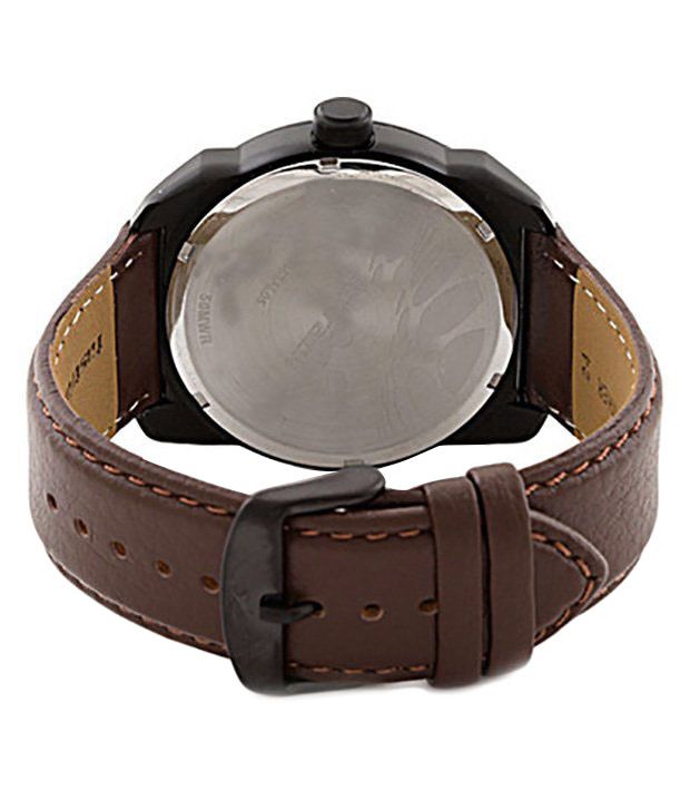 fastrack brown leather watch