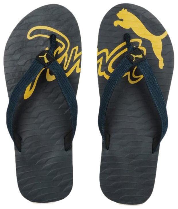 Puma Black \u0026 Yellow Slippers Price in 