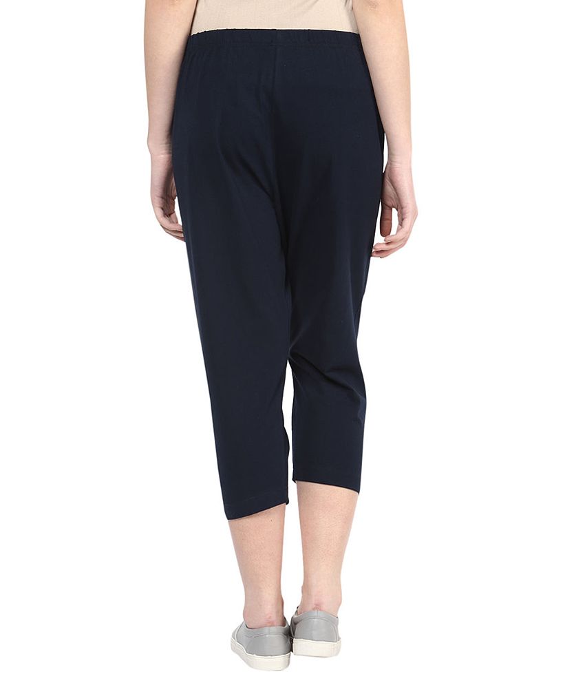 Buy Alto Moda By Pantaloons Navy Solid Capris Online at Best Prices in ...