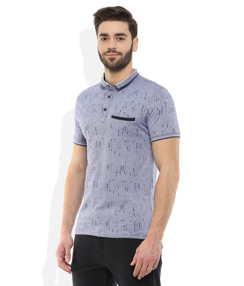 blue polo neck t shirt
