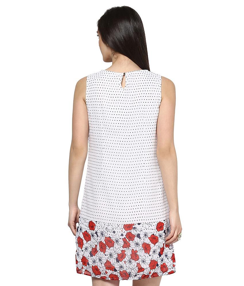 White Printed Sheath Dress 