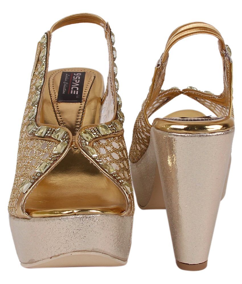 wide fit gold platform heels