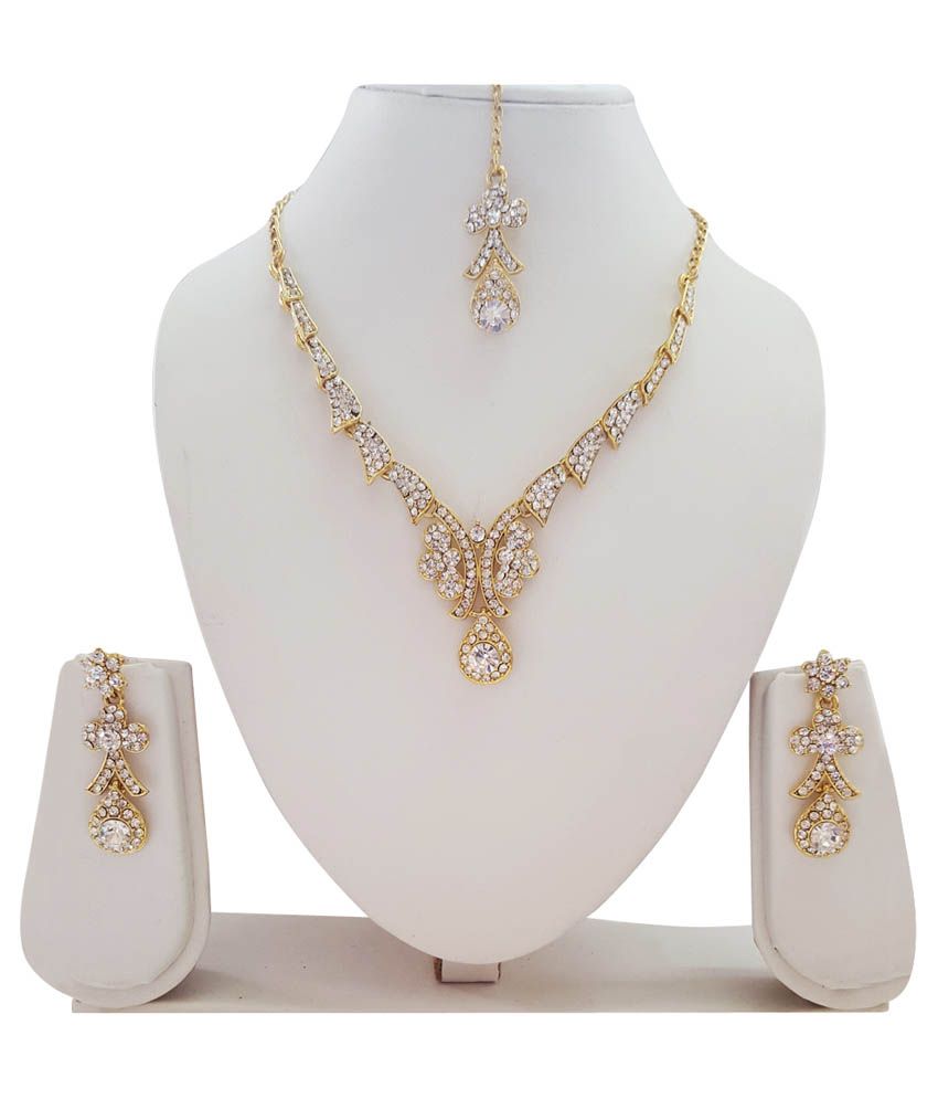 Skhoza Gold Necklace Set With Earrings 