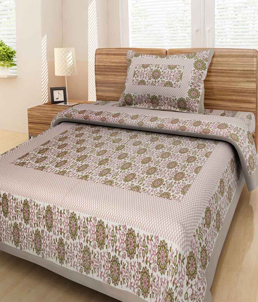     			Uniqchoice Multicolour Cotton Single Bedsheet With 1 Pillow Cover