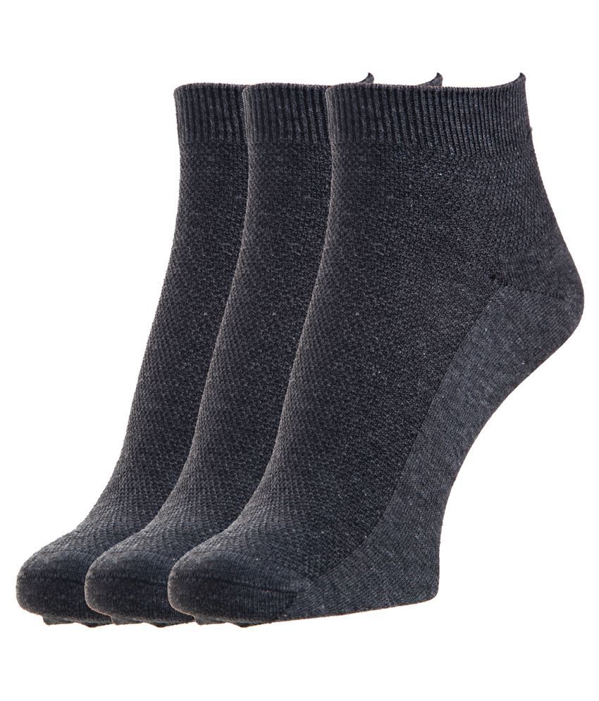     			Hans Gray Cotton Ankle Length Socks - 3 Pair Pack