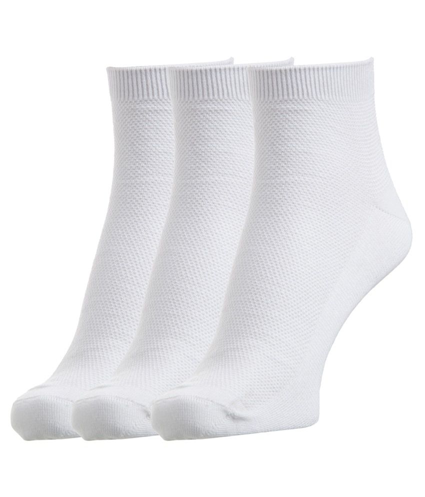     			Hans White Cotton Ankle Length Socks - 3 Pair Pack