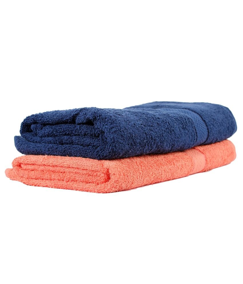 Phoenix International Multicolour Plain Cotton Bath Towel Set Of 2