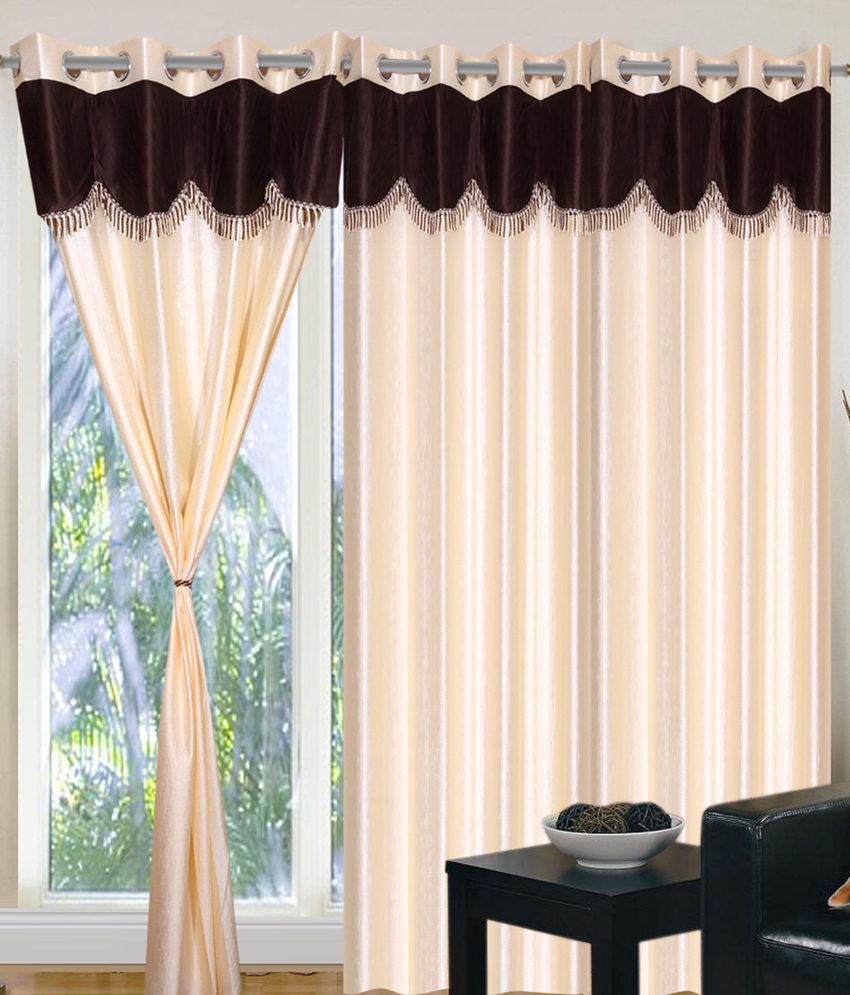     			Panipat Textile Hub Solid Semi-Transparent Eyelet Door Curtain 7 ft Pack of 8 -White