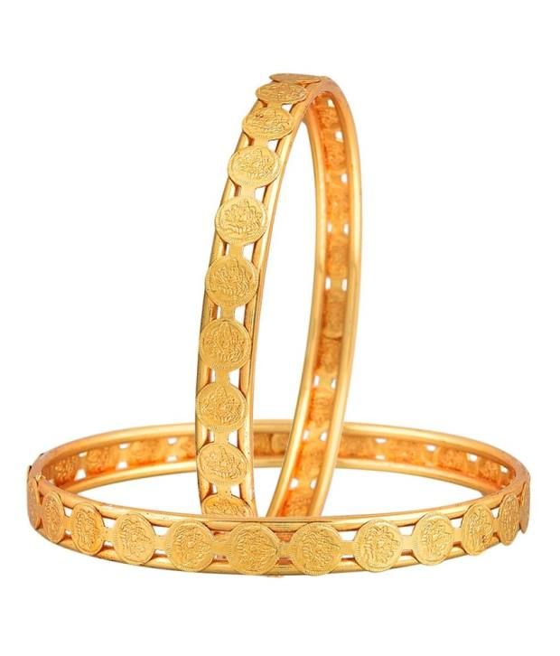     			Zeneme Temple Coin Gold Plated Bangles