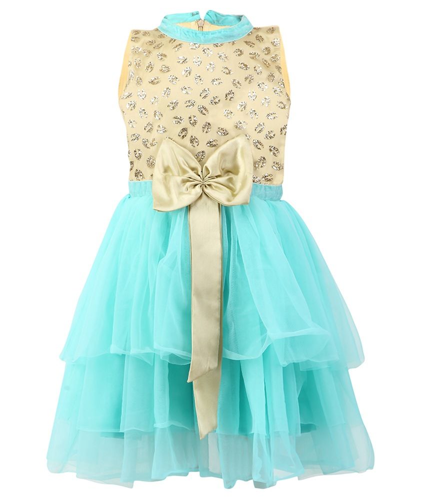 blue net long frock