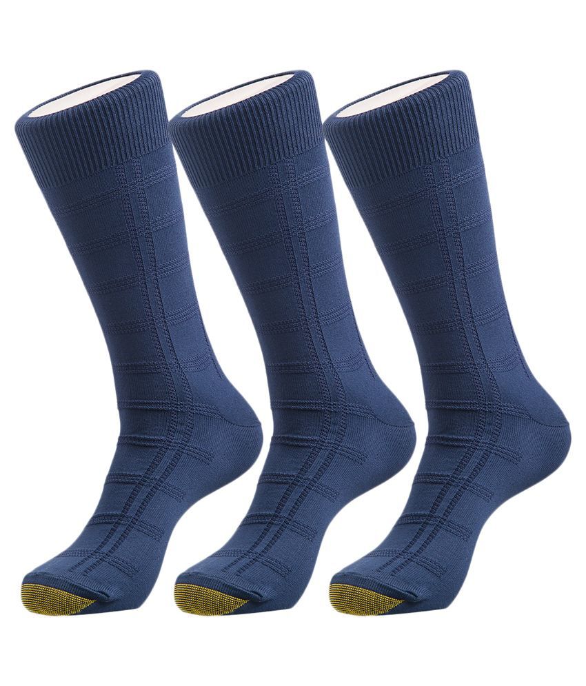     			Hans Blue Cotton Full Length Socks for Men - Pack of 3