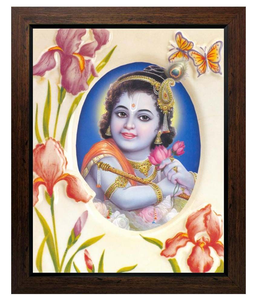 Avercart Textured Lord Krishna/Shree Krishna Poster With Frame: Buy ...