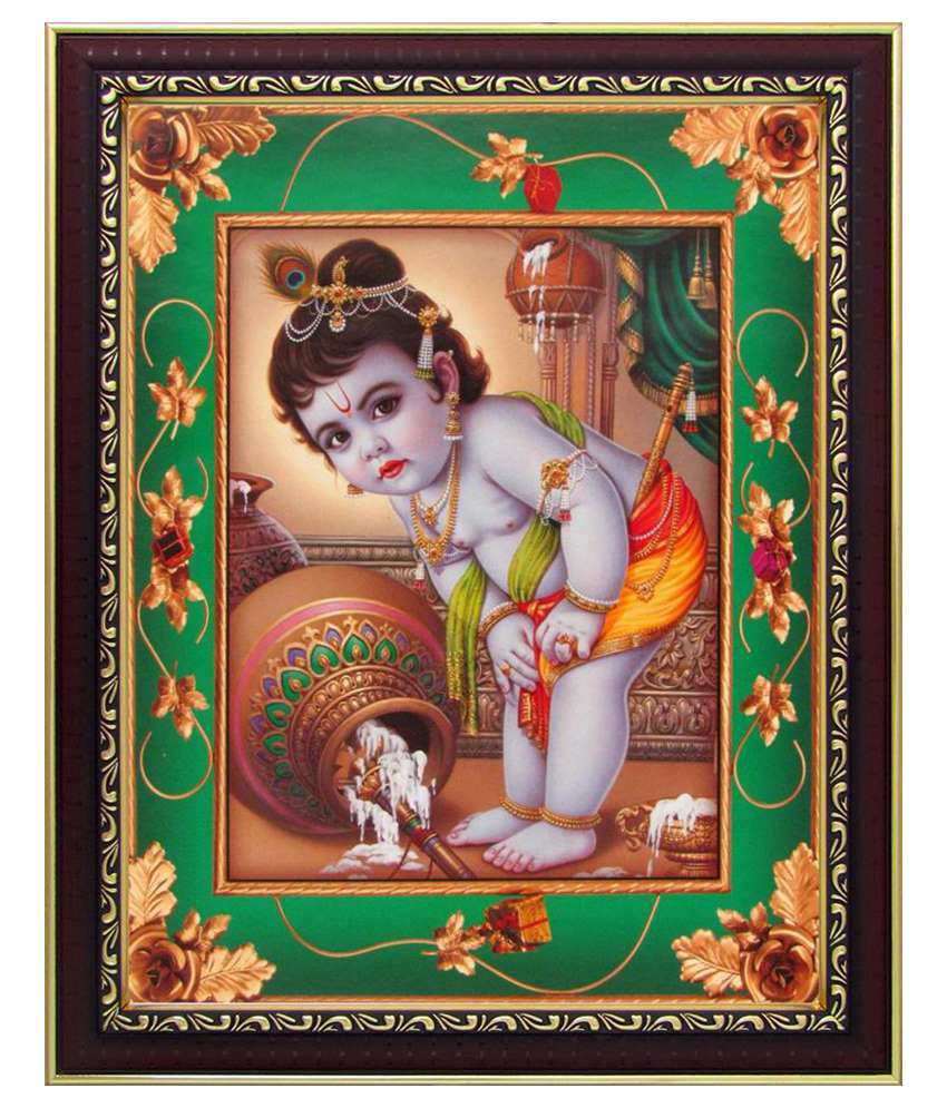 Avercart Lord Krishna/Baby Krishna/Bal Gopal Poster With Frame ...