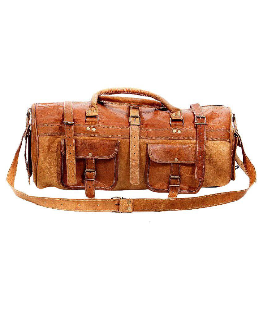 Pranjals House Brown Leather Duffle Bag for Men and Women - Buy Pranjals House Brown Leather ...