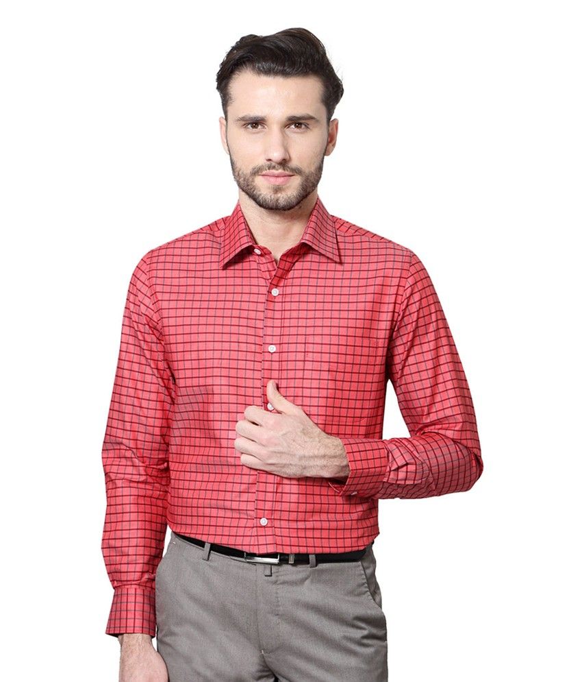 Peter England Red Formal Slim Fit Shirts Buy Peter England Red Formal