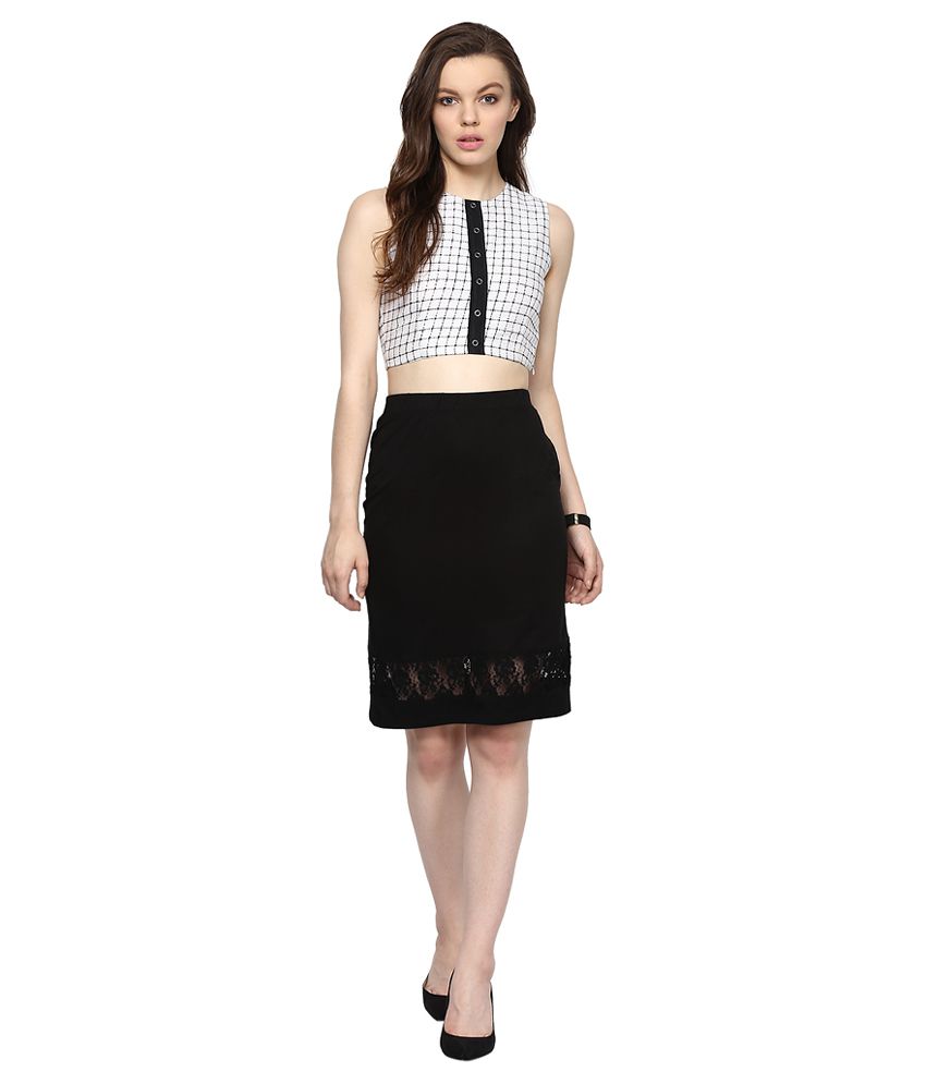 Buy Shakumbhari White & Black Crop Top With Skirt Online at Best Prices ...