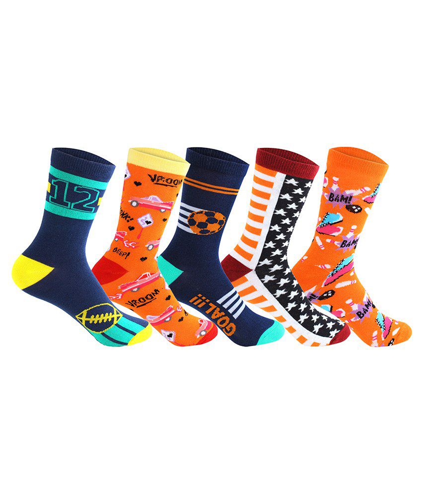 Supersox Multicolour Cotton Full Length Socks Pair Of 5 For Kids: Buy ...