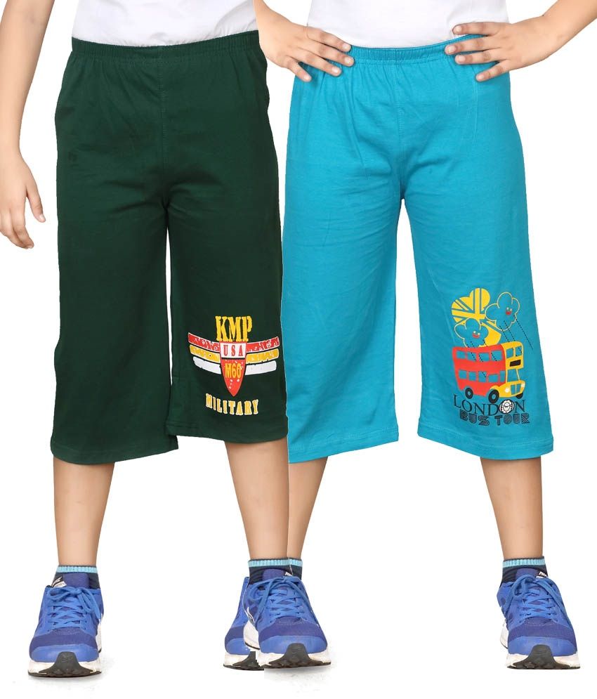     			Dongli Pack of 2 Cotton Three-Fourth For Boys ( Green )